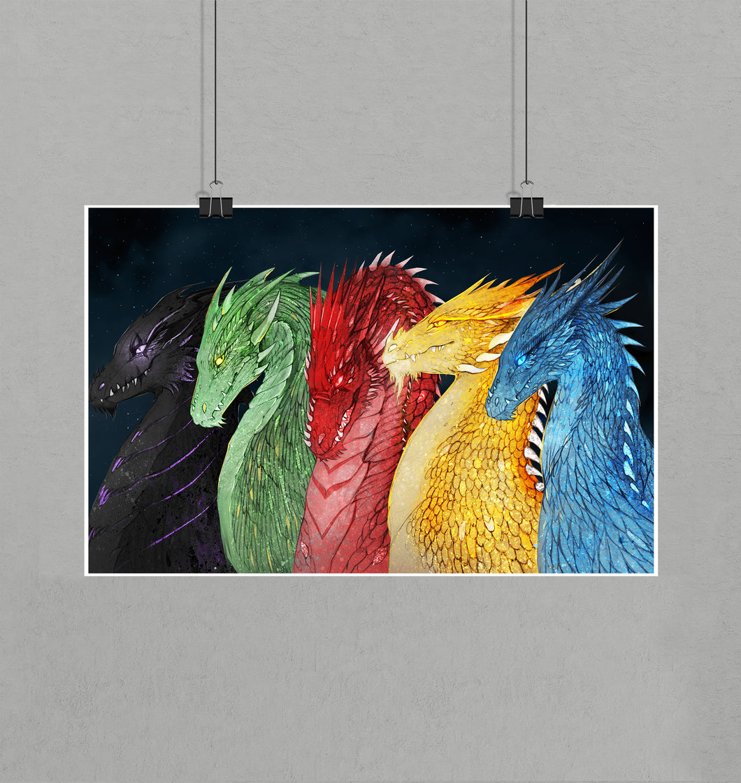 Five Dragons of Alagaësia - 11x17 art print