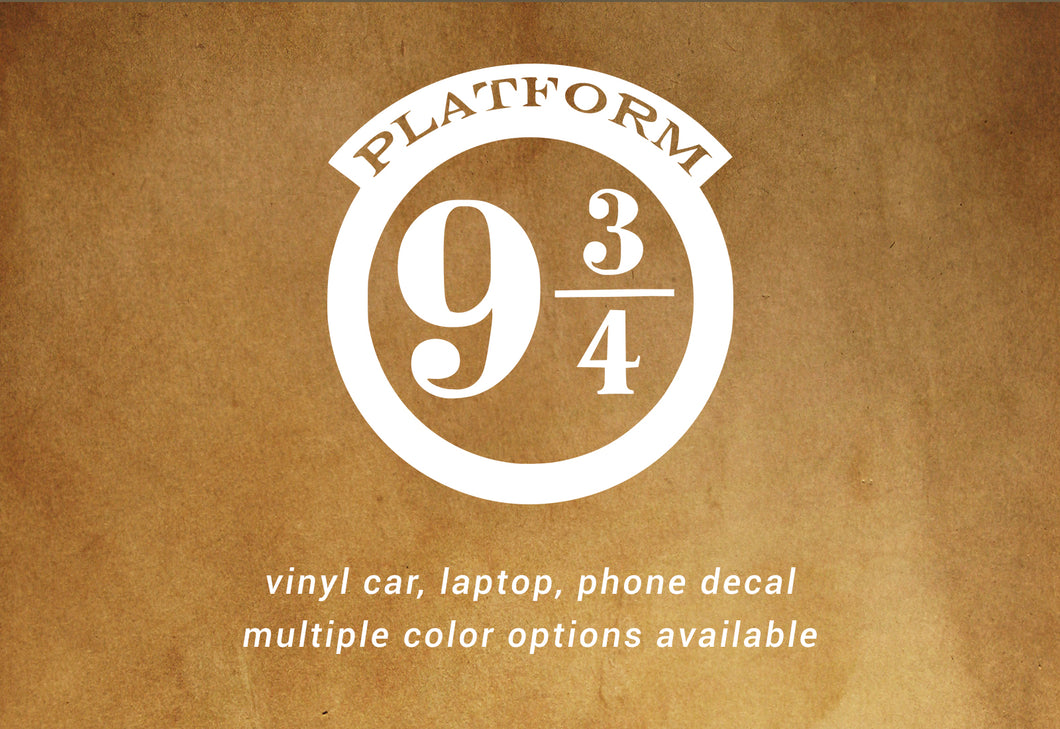 Platform 9 and 3/4 Harry Potter decal - car, laptop, phone vinyl decal